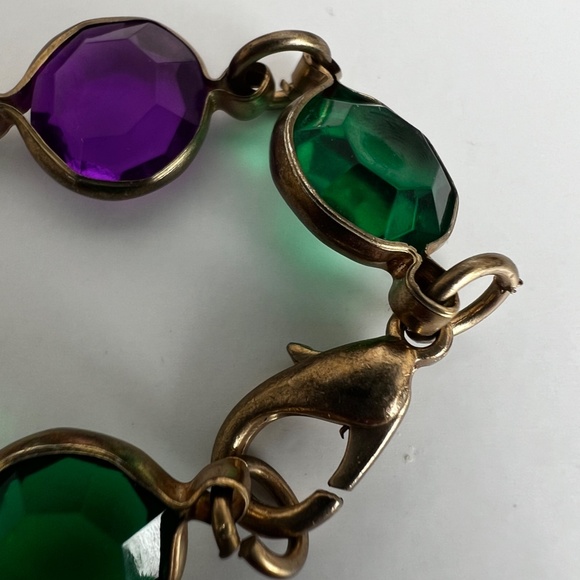 Vintage Long Caged Multicolour Crystals Necklace Bracelet Dangling Earrings 90's - Picture 10 of 13